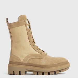 All Saints Beth Canvas Tan Lace-Up Boots 10